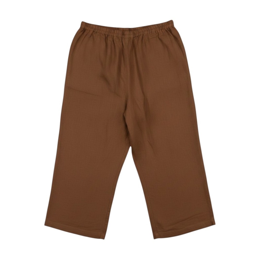 CHOICES Chocolate Brown Linen WIDE LEG CROPPED PANTS Elastic Waist Pockets SZ 1X